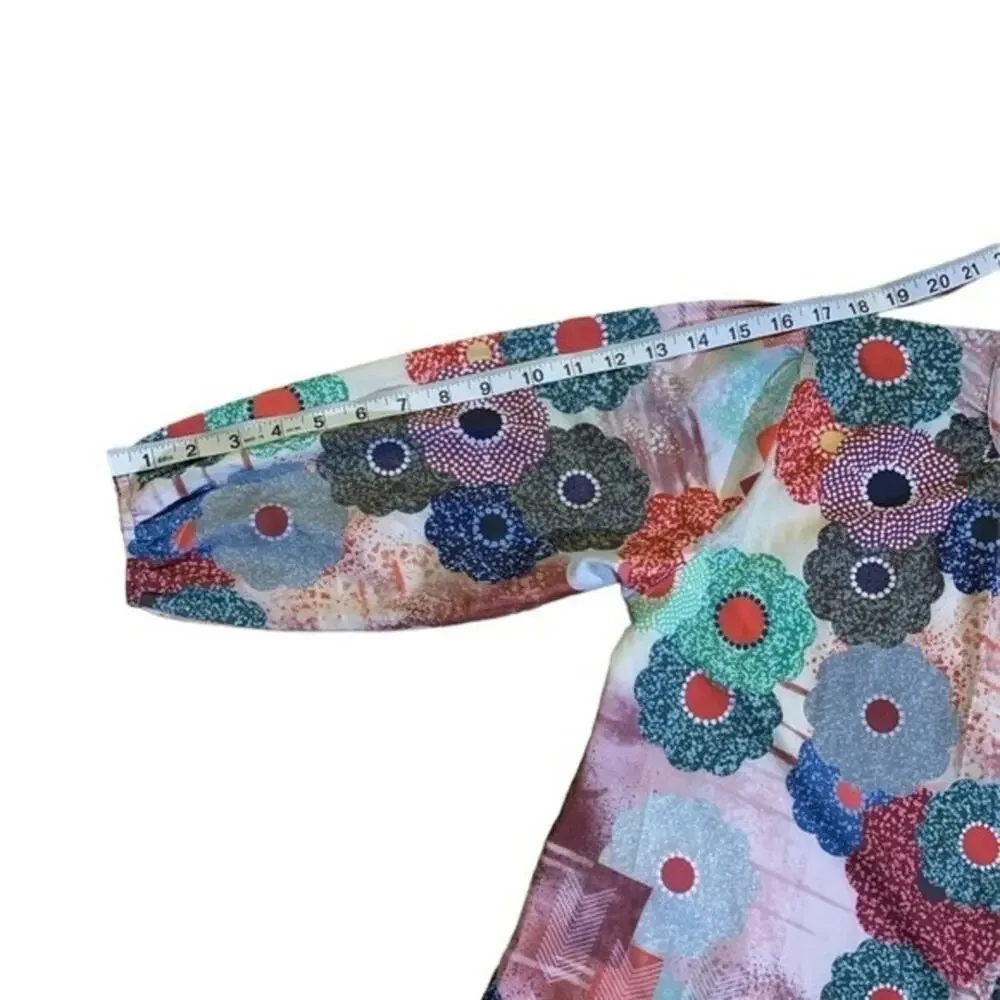 Retro Floral Blouse Abstract Mixed‎ Print Women's Size Small